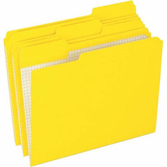 Pendaflex - 9-1/2 x 11-5/8", Letter Size, Yellow, File Folders with Top Tab - 11 Point Stock, Assorted Tab Cut Location - Apex Tool & Supply