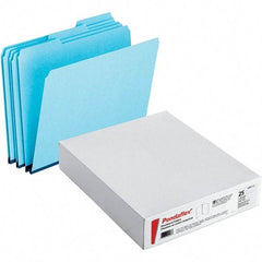 Pendaflex - 11-3/4 x 9-1/2", Letter Size, Blue, File Folders with Top Tab - Assorted Tab Cut Location - Apex Tool & Supply