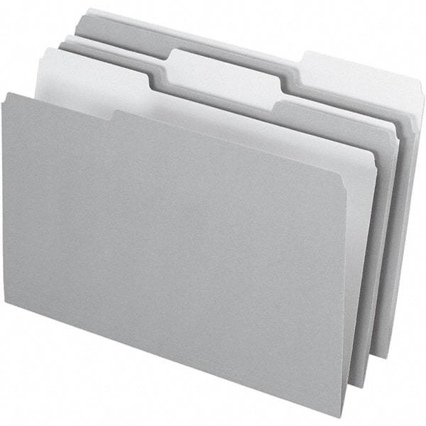 Pendaflex - 14-5/8 x 9-3/16", Legal, Gray, File Folders with Top Tab - 11 Point Stock, Assorted Tab Cut Location - Apex Tool & Supply
