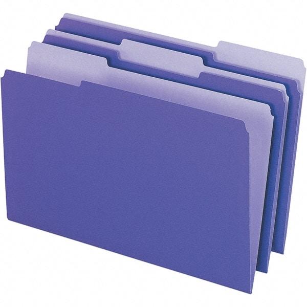 Pendaflex - 14-5/8 x 9-3/16", Legal, Violet, File Folders with Top Tab - 11 Point Stock, Assorted Tab Cut Location - Apex Tool & Supply