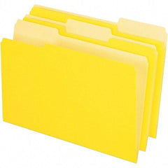 Pendaflex - 9-1/2 x 14-5/8", Legal, Yellow, File Folders with Top Tab - 11 Point Stock, Assorted Tab Cut Location - Apex Tool & Supply