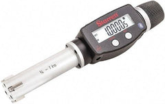 Starrett - 3/4" to 1", IP67, Carbide Face Electronic Inside Micrometer - 0.00005" Resolution, 0.00015" Accuracy, 2-5/8" Gage Depth - Apex Tool & Supply