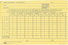 TOPS - 29/32" High x 6-51/64" Wide Weekly Time Cards - Use with Manual Time Record - Apex Tool & Supply