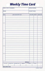 TOPS - 1" High x 4-19/64" Wide Weekly Time Cards - Use with Manual Time Record - Apex Tool & Supply