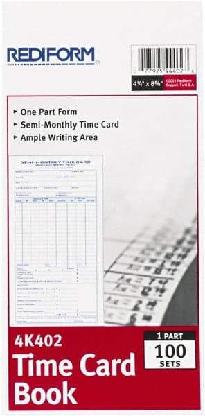 REDIFORM - 29/32" High x 4-13/64" Wide Bi-Weekly Time Cards - Use with Manual Time Record - Apex Tool & Supply