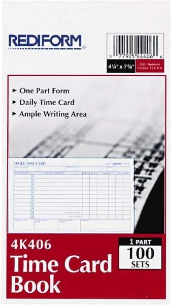 REDIFORM - 29/32" High x 4-13/64" Wide Daily Time Cards - Use with Manual Time Record - Apex Tool & Supply