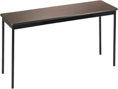 Barricks - 18" Long x 60" Wide x 30" High Stationary Rectangular Utility Tables - 3/4" Thick, Walnut & Black, Wood Grain Laminate/Steel - Apex Tool & Supply