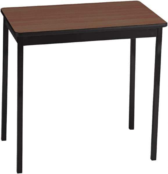 Barricks - 18" Long x 30" Wide x 30" High Stationary Rectangular Utility Tables - 3/4" Thick, Walnut & Black, Wood Grain Laminate/Steel - Apex Tool & Supply