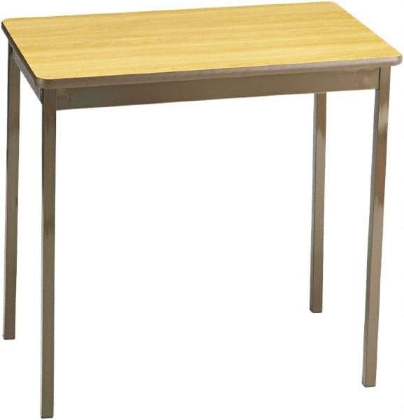 Barricks - 18" Long x 30" Wide x 30" High Stationary Rectangular Utility Tables - 3/4" Thick, Oak & Brown, Wood Grain Laminate/Steel - Apex Tool & Supply