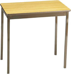 Barricks - 18" Long x 30" Wide x 30" High Stationary Rectangular Utility Tables - 3/4" Thick, Oak & Brown, Wood Grain Laminate/Steel - Apex Tool & Supply