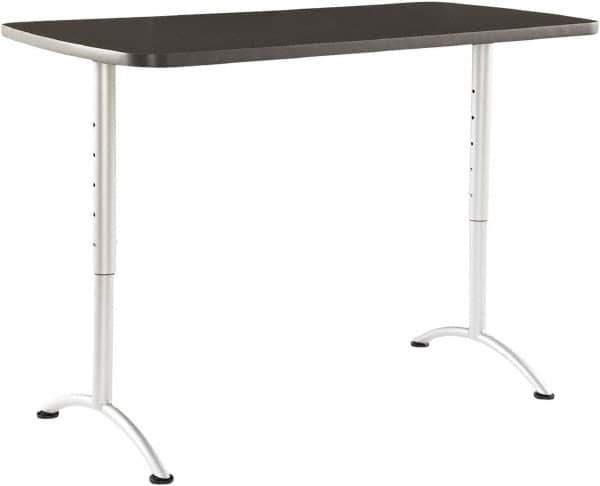 ICEBERG - 60" Long x 30" Wide x 42" High Stationary Rectangular Conference Table - 1-1/8" Thick, Graphite (Color), Melamine/Laminate/Steel - Apex Tool & Supply