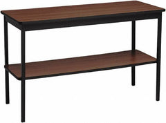 Barricks - 18" Long x 48" Wide x 30" High Stationary Rectangular Utility Tables - 3/4" Thick, Walnut & Black, Wood Grain Laminate/Steel - Apex Tool & Supply