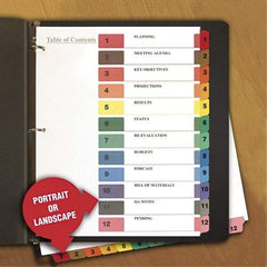 Universal One - 11 x 8 1/2" 8 Tabs, 3-Hole Punched, Tab Divider - Multicolor Tabs, White Folder - Apex Tool & Supply