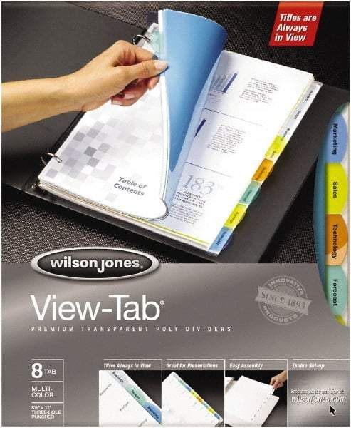 Wilson Jones - 11 x 8 1/2" 12 Tabs, 3-Hole Punched, Tab Divider - Multicolor Tabs, Multi-Color Folder - Apex Tool & Supply
