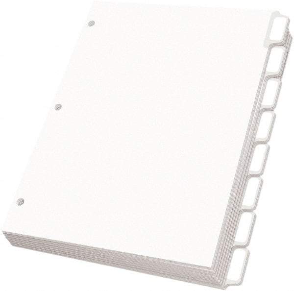 OXFORD - 11 x 8 1/2" 5 Tabs, 3-Hole Punched, Self-Stick Tab - White - Apex Tool & Supply