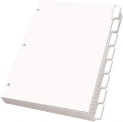 OXFORD - 11 x 8 1/2" 5 Tabs, 3-Hole Punched, Self-Stick Tab - White - Apex Tool & Supply