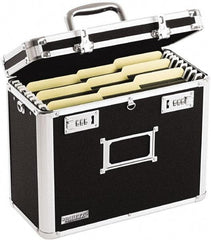 Vaultz - 1 Compartment, 13-3/4" Wide x 12-1/4" High x 7-1/4" Deep, Portable Storage Box - Aluminum, Chrome, PVC & Rubber, Black - Apex Tool & Supply