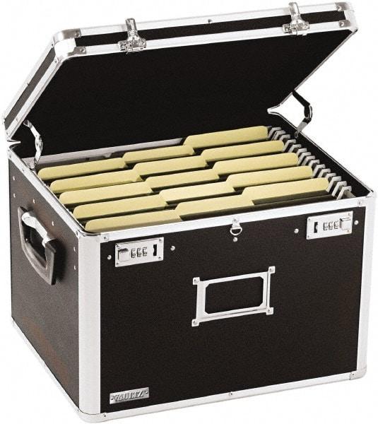 Vaultz - 1 Compartment, 17-1/2" Wide x 12-1/2" High x 14" Deep, File Storage Boxes - Aluminum, Chrome, PVC & Rubber, Black - Apex Tool & Supply
