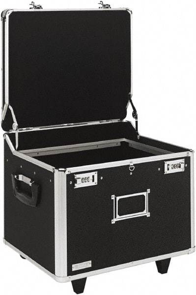 Vaultz - 1 Compartment, 15-1/4" Wide x 11-1/2" High x 12-1/4" Deep, Portable Storage Box - Aluminum, Chrome & PVC, Black - Apex Tool & Supply