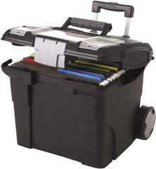 Storex - 1 Compartment, 15" Wide x 30" High x 16.38" Deep, Portable Storage Box - Metal & Plastic, Black - Apex Tool & Supply
