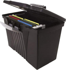 Storex - 1 Compartment, 14-1/2" Wide x 12" High x 10-1/2" Deep, File Storage Boxes - Plastic, Black - Apex Tool & Supply