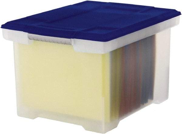 Storex - 1 Compartment, 18-1/2" Wide x 10-7/8" High x 14-1/4" Deep, Portable Storage Box - Plastic, Clear/Blue - Apex Tool & Supply