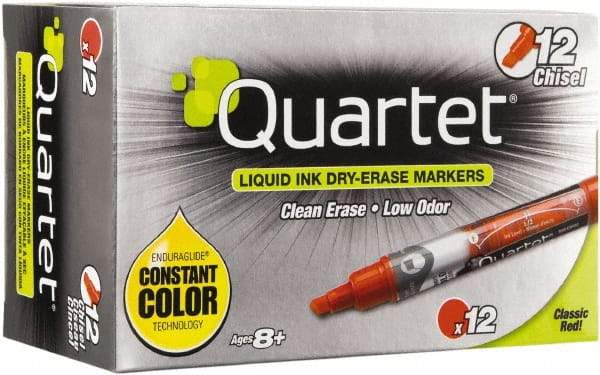 Quartet - Red, Chisel Tip, Dozen EnduraGlide Dry Erase Markers - For Use with Dry Erase Marker Boards - Apex Tool & Supply