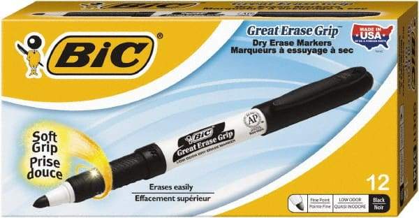 Bic - Black Great Erase Grip Fine Point Dry Erase Markers - For Use with Dry Erase Marker Boards - Apex Tool & Supply