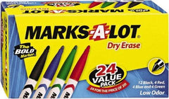 Marks-A-Lot - Assorted Colors, Pen Style, Bullet Tip, 24 Set Dry Erase Markers - For Use with Dry Erase Marker Boards - Apex Tool & Supply
