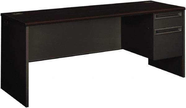 Hon - 72" Long x 29-1/2" High x 24" Deep, 2 Drawer Credenza - Mahogany/Charcoal (Color), Steel-Reinforced High-Pressure Laminate/Metal - Apex Tool & Supply