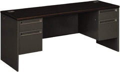 Hon - 72" Long x 29-1/2" High x 24" Deep, 4 Drawer Kneespace Credenza - Mahogany/Charcoal (Color), Metal - Apex Tool & Supply