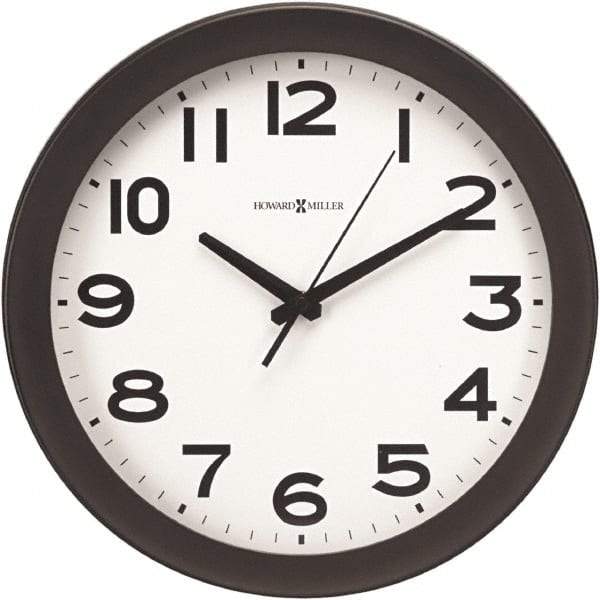 Howard Miller - White Face, Dial Wall Clock - Analog Display, Black Case, Runs on AA Battery - Apex Tool & Supply