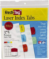 Redi-Tag - 1-1/8 x 1-1/4" 5 Tabs, Self-Adhesive, Self-Adhesive File Folder Tabs - Red, Blue, Mint, Orange, Yellow - Apex Tool & Supply