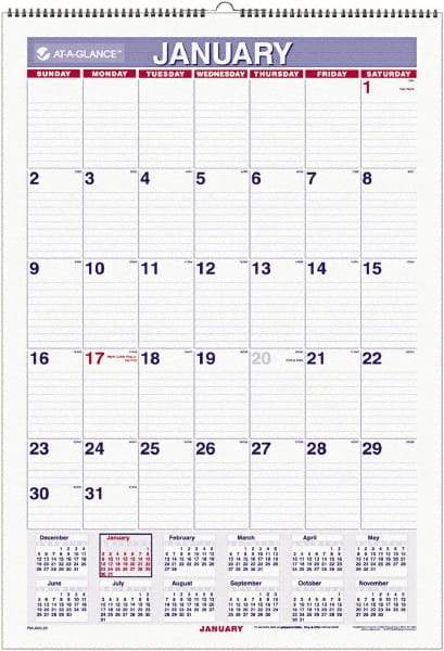 AT-A-GLANCE - 6 Sheet, 15-1/2 x 22-3/4", Ruled Blocks Wall Calendar - White - Apex Tool & Supply