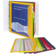 C-LINE - 9-11/16 x 11-3/16" 5 Tabs, 3-Hole Punched, Binder Pockets Divider - Multicolor Tabs, Amber/Orange, Charcoal Gray, Lime Green, Raspberry, Steel Blue Folder - Apex Tool & Supply