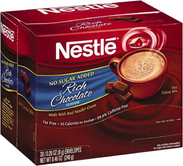 Nestle - No-Sugar-Added Hot Cocoa Mix Envelopes, Rich Chocolate, 0.28 oz Packet, 30/Box - Apex Tool & Supply