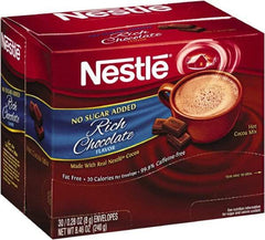 Nestle - No-Sugar-Added Hot Cocoa Mix Envelopes, Rich Chocolate, 0.28 oz Packet, 30/Box - Apex Tool & Supply