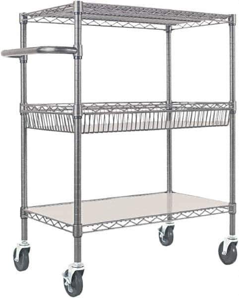 ALERA - 500 Lb Capacity, 34" Wide x 18" Long x 40" High Standard Utility Cart - 2 Shelf, Steel - Apex Tool & Supply
