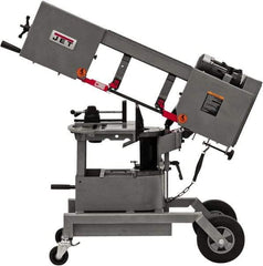 Jet - 6-1/2 x 8" Max Capacity, Manual Step Pulley Horizontal Bandsaw - 64, 132 & 247 SFPM Blade Speed, 115/230 Volts, 90°, 3/4 hp, 1 Phase - Apex Tool & Supply
