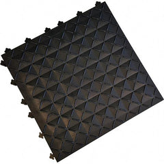 Ergo Advantage - 18" Long x 18" Wide x 1" Thick, Anti-Fatigue Modular Matting Anti-Fatigue Flooring - 2 Interlocking Sides, Black, For Dry Areas - Apex Tool & Supply
