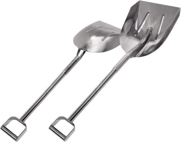 SANI-LAV - 15-1/2" High x 11-1/2" Wide Round Steel Shovel - 24-1/2" Long Steel D-Grip Handle, No Step - Apex Tool & Supply