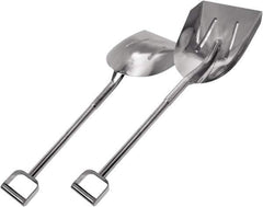 SANI-LAV - 15-1/2" High x 11-1/2" Wide Round Steel Shovel - 24-1/2" Long Steel D-Grip Handle, No Step - Apex Tool & Supply