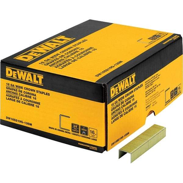 DeWALT - 1" Long x 1/16" Wide, 16 Gauge Crowned Construction Staple - Steel, Galvanized Finish - Apex Tool & Supply