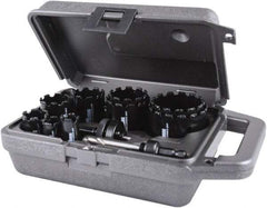 M.K. MORSE - 11 Piece, 3/4" to 2-1/2" Saw Diam, Hole Saw Kit - Carbide Grit, Gulleted Edge, Pilot Drill Model No. MAPD301, Includes 3 Hole Saws - Apex Tool & Supply