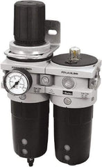 Parker - 1" NPT Port Heavy-Duty 2 Piece Filter/Regulator-Lubricator FRL Unit - Polypropylene Bowl, 340 SCFM, 254 Max psi, 13-1/2" High, Manual Drain - Apex Tool & Supply