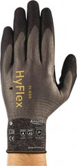 Ansell - Size L (9), ANSI Cut Lvl A2, Abrasion Lvl 4, Nitrile/Polyurethane Coated HPPE Fiber Cut Resistant Gloves - 9.6063" Long, Fully Coated Coated, Spandex & Dyneema/Nylon Lining, Knit Wrist, Gray/Black, Paired - Apex Tool & Supply