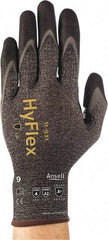 Ansell - Size L (9), ANSI Cut Lvl A2, Abrasion Lvl 4, Nitrile/Polyurethane Coated HPPE Fiber Cut Resistant Gloves - 9.685" Long, Palm & Fingers Coated, Spandex & Dyneema/Nylon Lining, Knit Wrist, Gray/Black, Paired - Apex Tool & Supply
