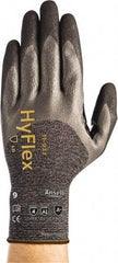 Ansell - Size L (9), ANSI Cut Lvl A2, Abrasion Lvl 4, Nitrile/Polyurethane Coated HPPE Fiber Cut Resistant Gloves - 9.7638" Long, Palm, Fingers & Knuckles Coated, Spandex & Dyneema/Nylon Lining, Knit Wrist, Gray/Black, Paired - Apex Tool & Supply