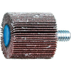PFERD - 1" Diam x 1" Face Width, Aluminum Oxide Coated Mounted Flap Wheel - 1/4-20 Threaded Mount, 120 Grit, 25,000 Max RPM - Apex Tool & Supply