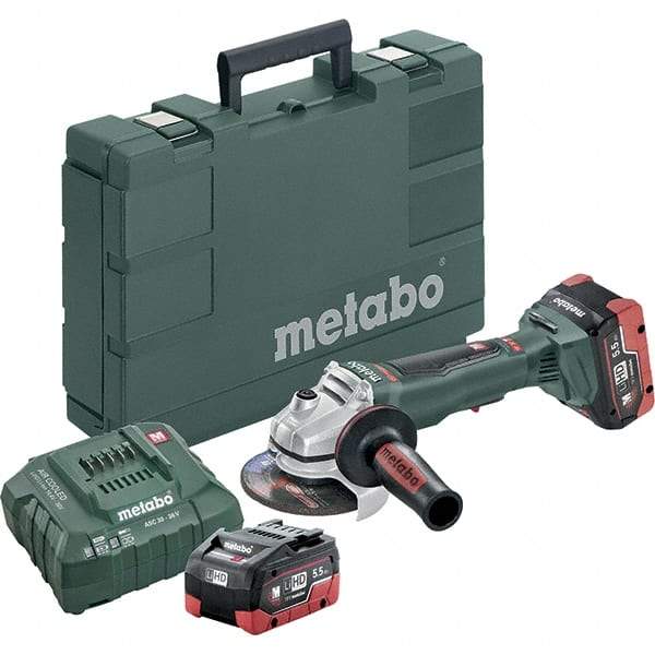 Metabo - 4-1/2" Wheel Diam, 9,000 RPM, Cordless Angle & Disc Grinder - 5/8-11 Spindle - Apex Tool & Supply